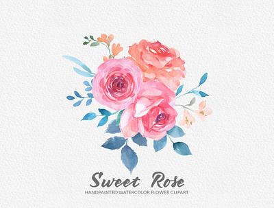 Sweet Rose Watercolor Floral Clipart beautiful blush rose clipart clipart digital illustration floral design flower graphic clipart graphics handpainted instant download png png file rose flower clipart sweet rose clipart transparent watercolor watercolor clipart