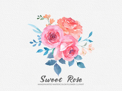 Sweet Rose Watercolor Floral Clipart