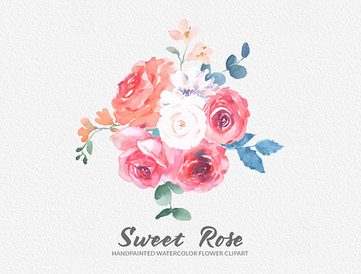 Sweet Rose Watercolor Floral Clipart beautiful blush rose clipart clipart digital illustration floral design flower graphic clipart graphics handpainted instant download png png file rose flower clipart sweet rose clipart transparent watercolor watercolor clipart