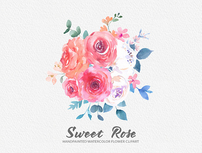 Sweet Rose Watercolor Floral Clipart blush rose watercolor clipart clipart design flower handpainted handpainted watercolour clipart png png file rose illustration rose painting sketch sweet rose clipart watercolor watercolor flowers watercolor rose clipart