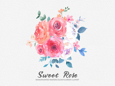 Sweet Rose Watercolor Floral Clipart