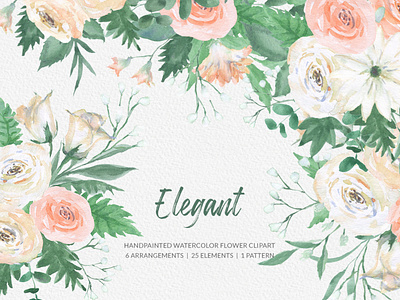 Elegant White Rose Watercolor Floral Clipart