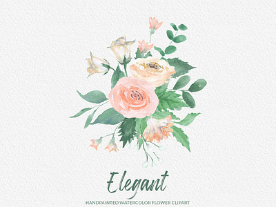 Elegant White Rose Watercolor Floral Clipart