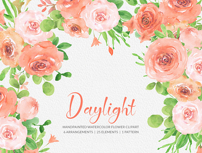 Day Light Handpainted Watercolor Flower Clipart | PNG beautiful flower blush rose daylight digital flower graphics download floral art floral design florist flower illustration flower pattern gogivo graphic design handpainted handpainted clipart instantdownload png graphics rose flower clipart watercolor watercolor flower watercolor flower clipart