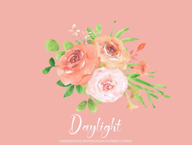 Day Light Handpainted Watercolor Flower Clipart Png By Gogivo