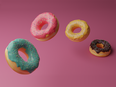 Donut Day | 2020 3d 3d art 3dmodel 3dmodelling blender 2.8 blender 3d cute art donut doughnut illustration kawaii render sprinkles