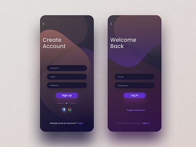 Sign in / Sign up UI account creative design dark mode dark ui form ui log in screen mobile app mobile ui design mobile uiux sign in sign in form sign up form sign up ui signup ui ui design user experience user interface design ux welcome screen