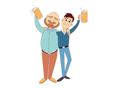 illustration of happy beer day. Two happy men. alcohol alcoholic bar beer cartoon characters communication conversation day flat glass guy happy illustration male meeting party people person two