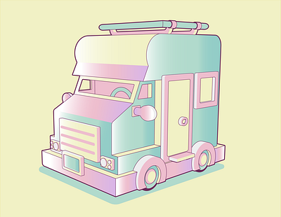 A car for traveling. car children ice cream illustration modeling travel vector
