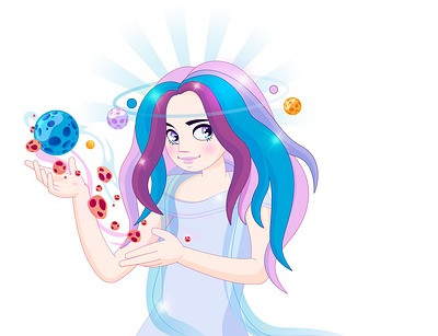 A girl with cosmic power. Cosmic Lord. cartoon cartoons character design girl girl character girl illustration girl with cosmic power illustration toy vector