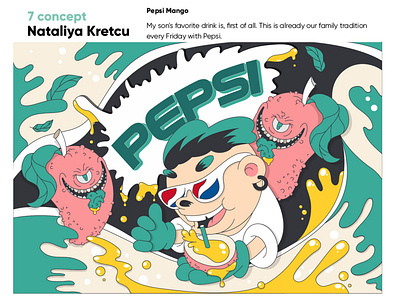 Mango Pepsi cartoon character design graphic design illustration vector