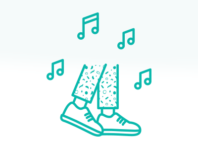 Lose yourself to dance dance feet funky illustration kicks legs minimal music notes pants pattern shoes simple sneakers
