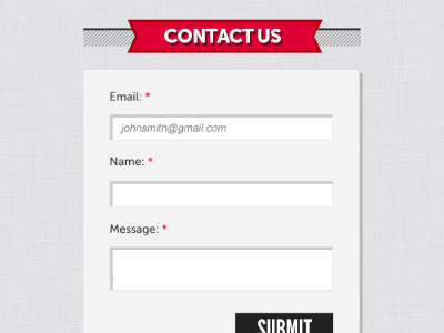 Contact Form bold contact form message minimal red ribbon shadow