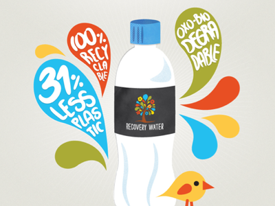 Water illustration bio bottle chicken colors degradable drops illustration recovery recyclable water