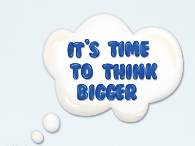 Think Bigger big blue bubble illustration microsite speach thought