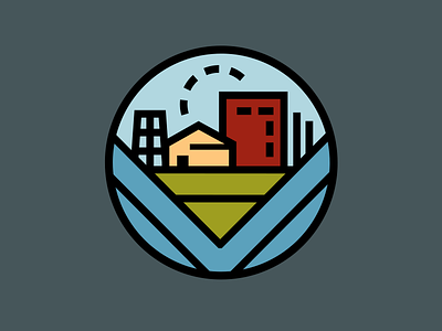 Small town logo concept city industrial logo rivers