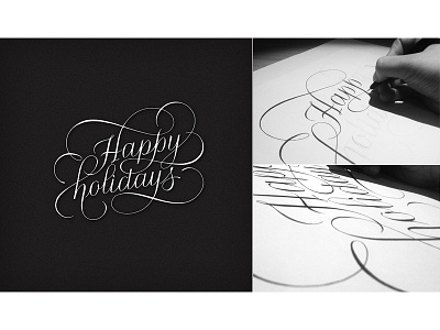 Happy holidays black calligraphy greetings happy holidays ink lettering letters white