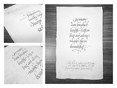 Quote: P. Standard black calligraphy ink italic quote white writing