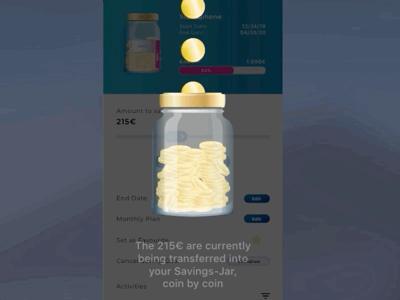 Money-saving app iOS | Transfer Loading | Jary app design finance app load loading screen logo money saving money transfer ui ux