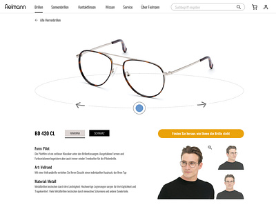 Fielmann V2 - first view product page design optician product page ui ux web design