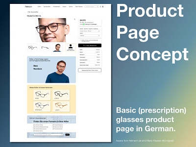 Concept for a glasses product page adobe xd design fielmann german glasses product page ui ux