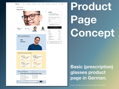 Concept for a glasses product page