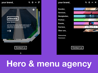 Agency hero website concept mobile (tablet) agency concept design hero menu mobile responsive smartphone ui ux webdesign