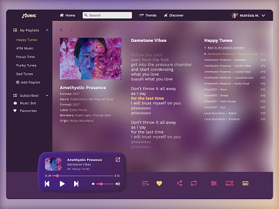 Music Player Desktop Software with Lyrics design desktop lyrics music music player play playlist pop out radio spotify streaming ui ux web