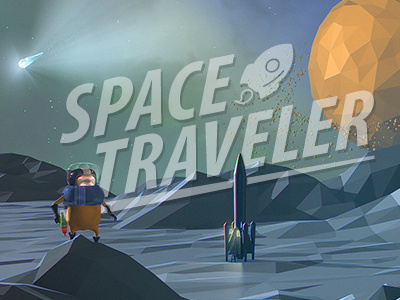 Space Traveler 3d comet low poly planet space spaceman