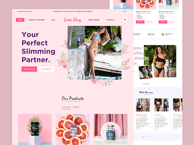Landing Page for a supplement brand ecommerce female focused girlish landing page ui weight loss