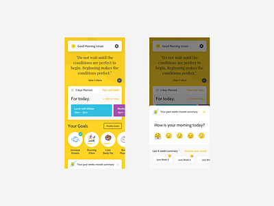 Concept for a day planner app dashboard day planner schedule yellow