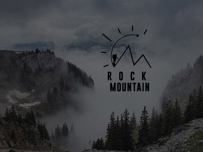 ROCK Mountain Logo camp clean logo climbing company hill logo logo design mountain logo nature nature logo rock