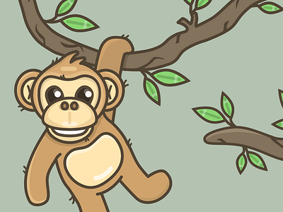 Cheeky Monkey 🐒 animal character cheeky cute hanging leaf monkey tree