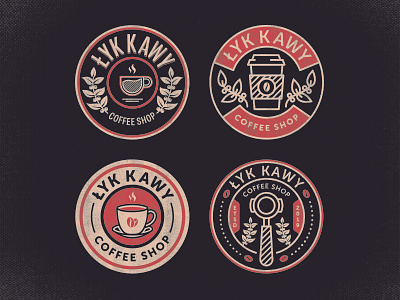 ŁYK KAWY - Coffee shop Branding badge badge design branding design icon illustration lettering logo minimal type typography vector