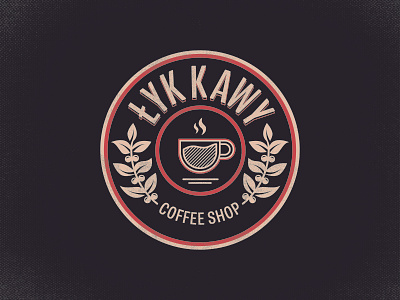 ŁYK KAWY - Coffee shop Logo badge badge design branding design icon illustration lettering logo minimal type typogaphy