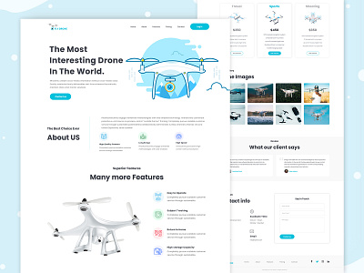 Drone Landing Page Design clean landing page design drone ecommerce homepage landing page design minimal ui design ux design visual design website