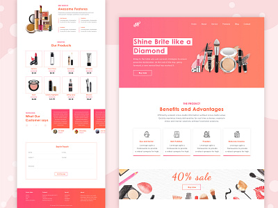 Cosmetic & Beauty Product Landing page beauty product branding cosmetics design homepage landing page design minimal mockups ui design ux design website