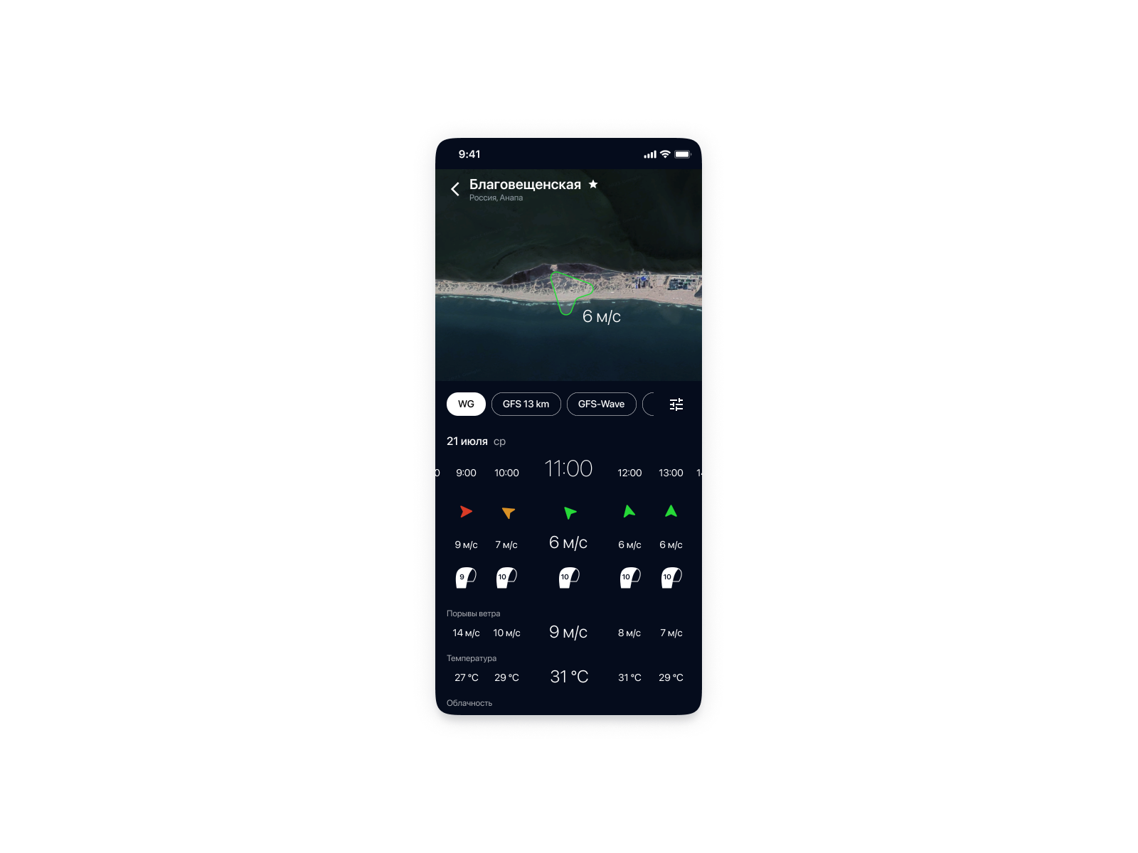Kitesurfing app by Danya Che on Dribbble