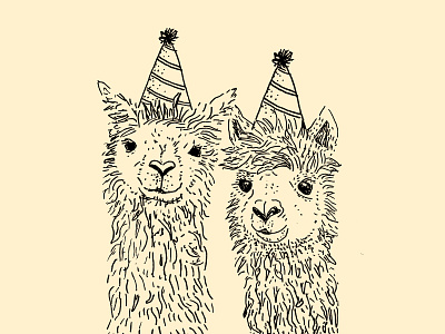 Alpaca's birthday alpaca birthday birthday card birthday party drawing dribbble dutch fineliner happy illustration nederland netherlands party party hat smile