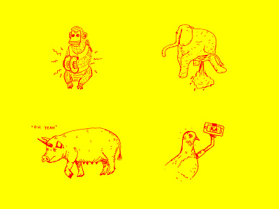 Illustrations for a portfolio night event - 02 bongobong draw elephant event fineliner hand handdraw handmade illustration illustrations logo monkey movement music pee pig pigeon pigeons selfie yeay
