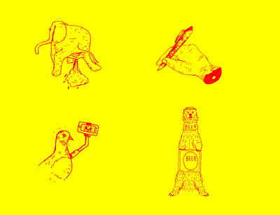 Illustrations for a portfolio night event - 05 animals bear beer dead dribbble elephant fineliner hand illustrations illutration logo new outline pea pen pigeon selfie toilet unhappy whoreadsthis