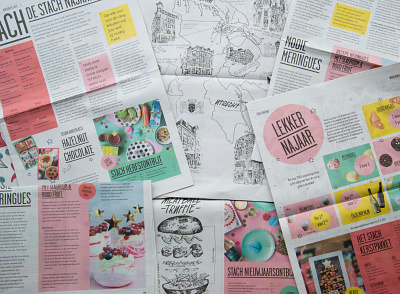STACH newspaper colourful dribbble feed food handdraw illustration illustrations indesign nederland news newsletter newspaper paper print recept typography utrecht
