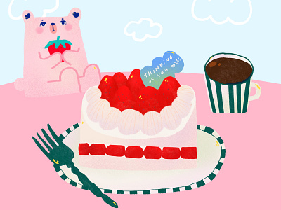 Dreaming of Strawberry Shortcake childrens book childrens illustration dessert illustration food illustration illustrator