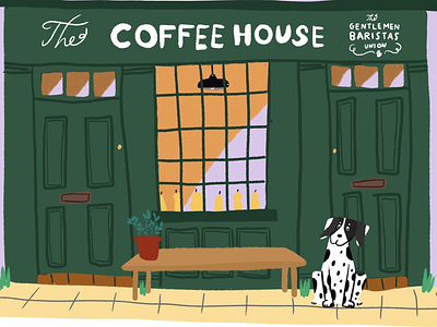 coffee shop building illustration
