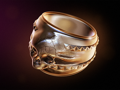 Ring 3d model render ring skull zbrush