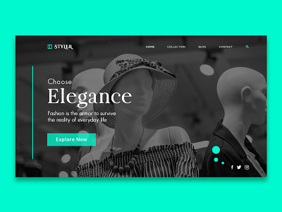 Styler Landing Page black and white brand clothes corporate design fashion design landing page landing page design presentation design ui design uiux visual design