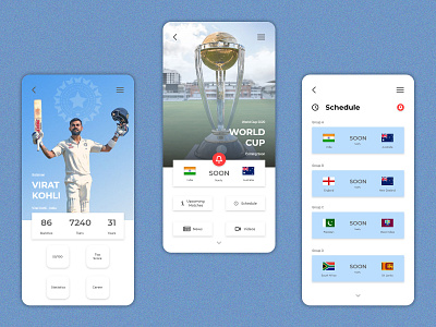 Sports App Design app app design cricket app mobile app design mobile apps sports app ui design uiux virat kohli visual design