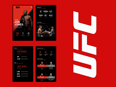 UFC App Redesign app design figma flat identity design red redesign ui ux uxui web web design