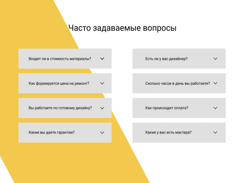 page of the site FAQ cards for construction company branding design figma identity design redesign ui ux uxui web web design