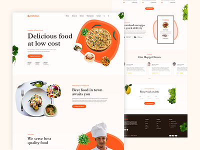 Delicious - Food Website clean delicious delicious food design food landing page products quality recipe responsive resturant ui ux web website website design